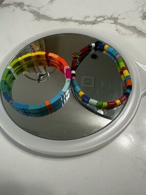 Colorful 1 enamel 1 Bead Bracelet Set - Rainbow Colors